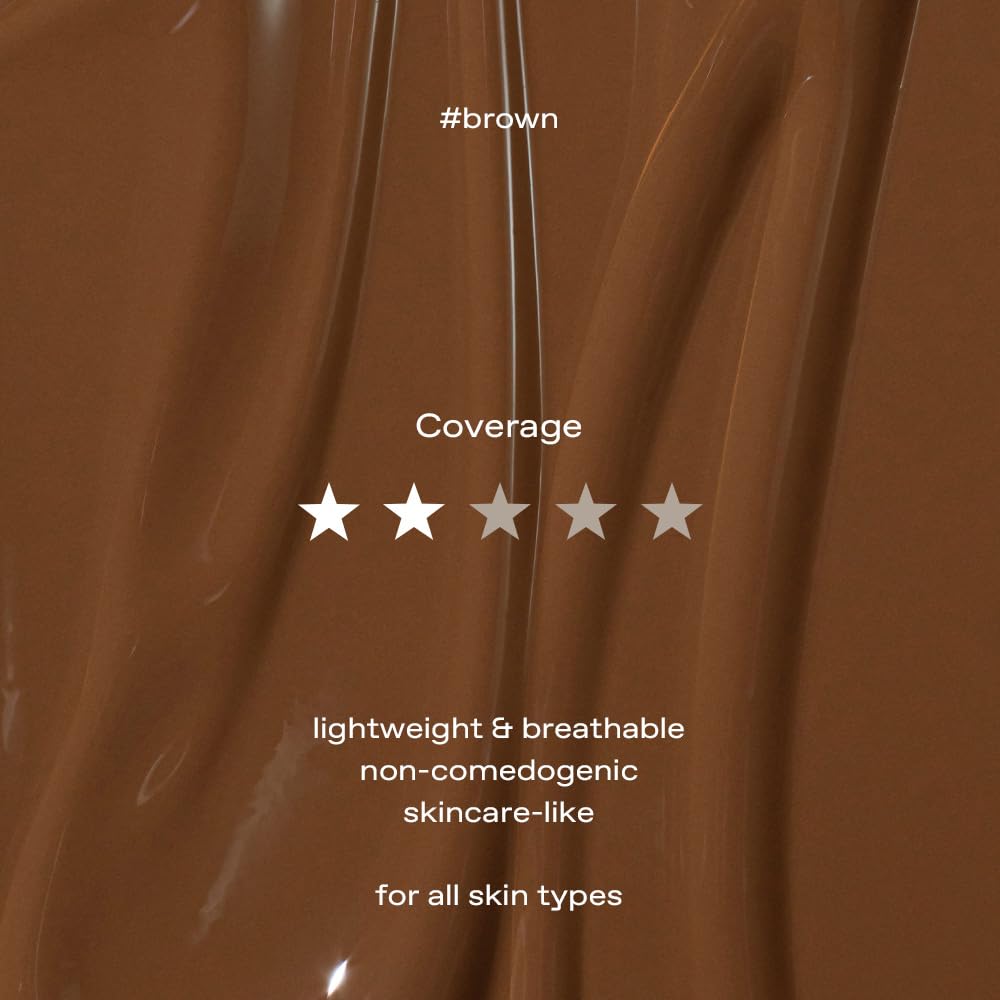 glow breathable blemish balm #brown : lightweight & hydrating, skincare-like, medium-coverage bb cream infused with green tea water, 1 fl oz