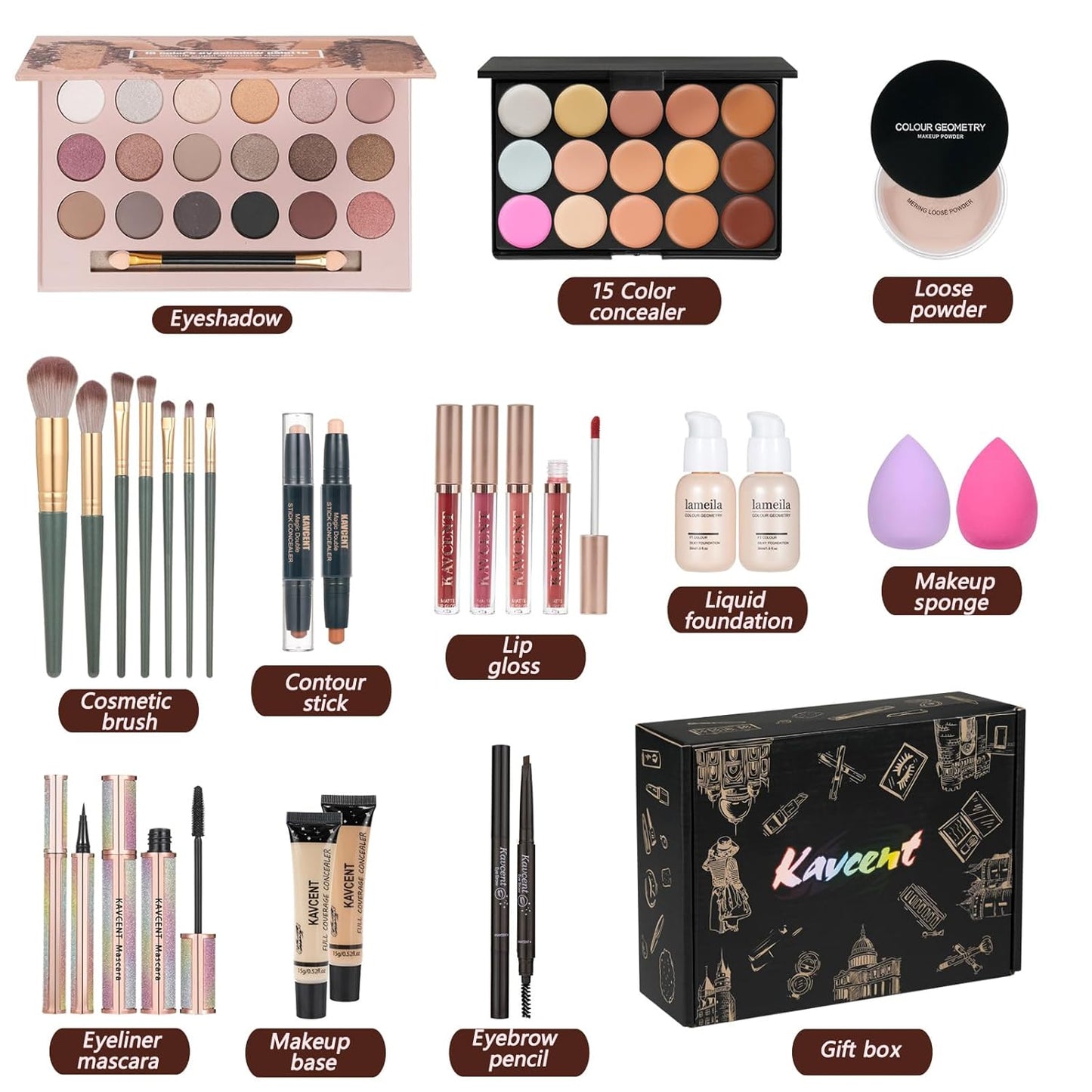 Makeup Sets Teens Makeup Kit for Women Full Kit Makeup Kits for Women Gift Eyeshadow Palette Concealer Makeup Kit for Teenagers Makeup Kits Christmas