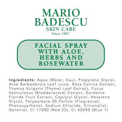 Mario Badescu Facial Spray with Aloe, Herbs and Rose Water for All Skin Types, Face Mist that Hydrates, Rejuvenates & Clarifies