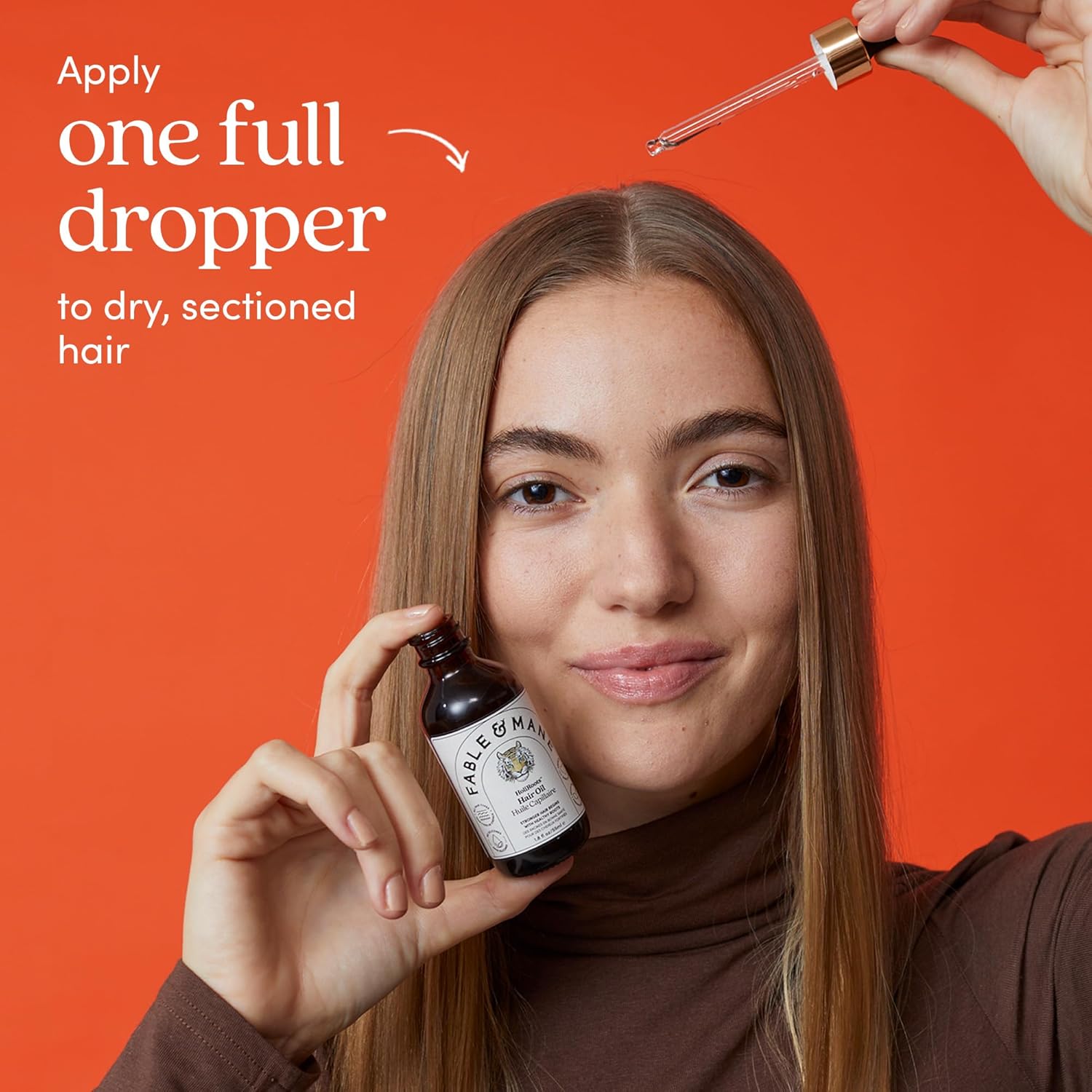 Fable and Mane Hair Oil - HoliRoots Strengthening Serum for Damaged, Frizzy Hair with Ashwagandha, Castor Oil & Scalp Treatment - 1.8FL oz